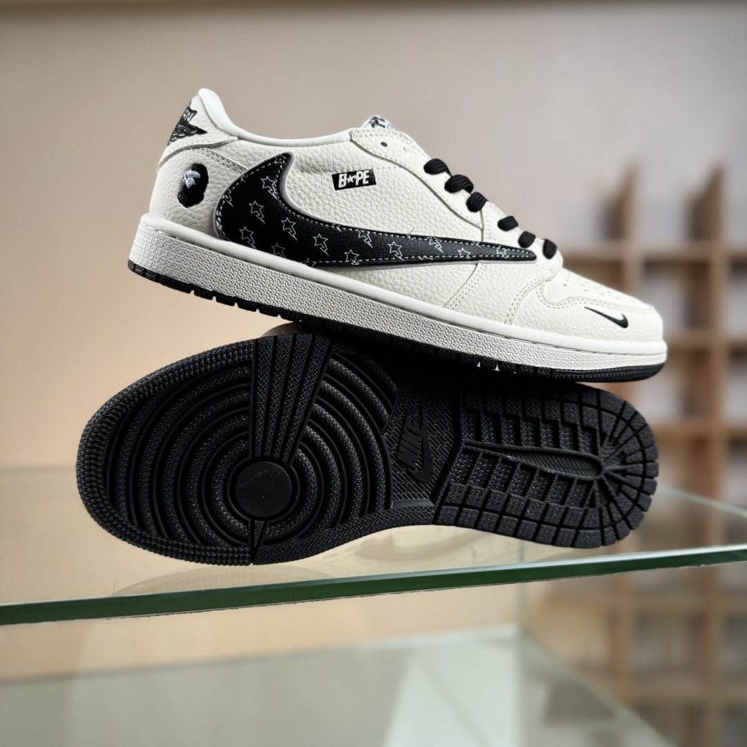Nike Jordan Air Jordan倒勾 “ 猿人头联名——米黑印花” 高端定制 低帮 复古 减震 防滑 耐磨 篮球鞋 LD2028-074