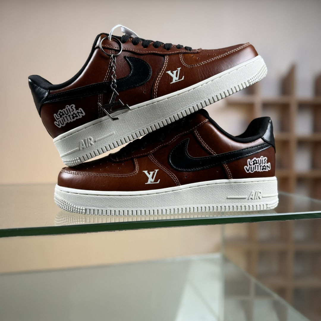 260 NIke Air Force 1 '07 Low “LV联名--棕黑白底” 空军一号低帮 DF0188-120-Chinese UA Cheap High Quatity Brand Clothes Bags handbags Sneakers wholesale wholesaler seller from China Factory suppliers Fashion Clothing Shoes best Quality Beautiful Price 260 NIke Air Force 1 '07 Low “LV联名--棕黑白底” 空军一号低帮 DF0188-120