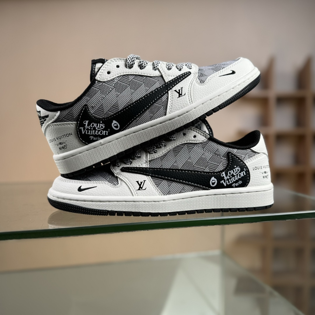 Travis Scott x Fragment Design x Air Jordan 1 Low SP AJ1 乔1联名 白灰格子 低帮文化休闲板鞋 DZ2688-013 Travis Scott x Fragment Design x Air Jordan 1 Low SP AJ1 乔1联名 白灰格子 低帮文化休闲板鞋 DZ2688-013