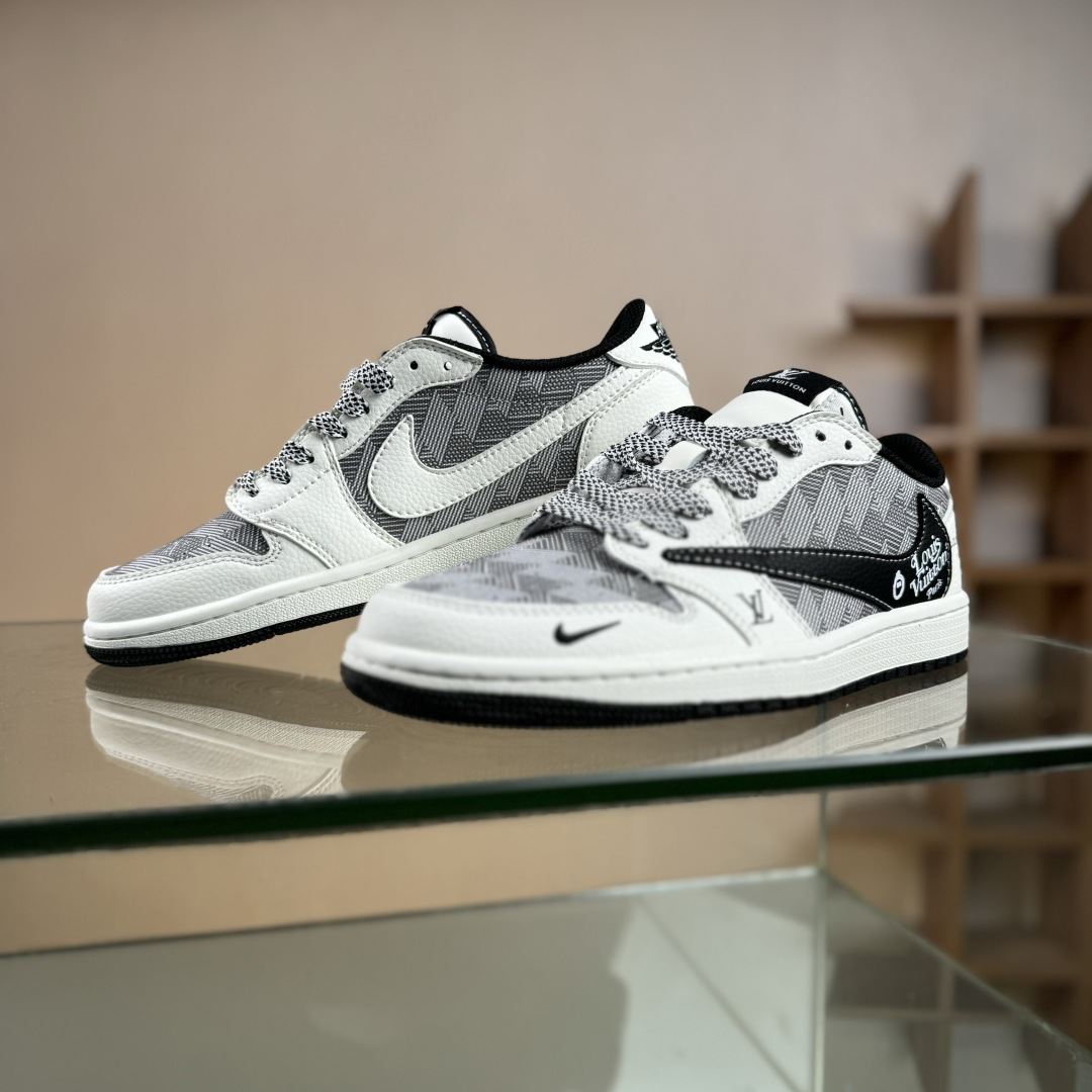 Travis Scott x Fragment Design x Air Jordan 1 Low SP AJ1 乔1联名 白灰格子 低帮文化休闲板鞋 DZ2688-013 Travis Scott x Fragment Design x Air Jordan 1 Low SP AJ1 乔1联名 白灰格子 低帮文化休闲板鞋 DZ2688-013
