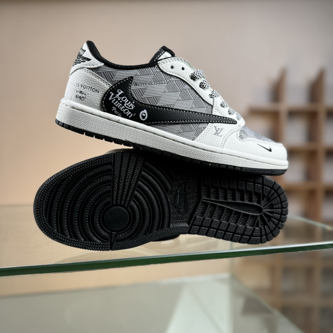 Travis Scott x Fragment Design x Air Jordan 1 Low SP AJ1 乔1联名 白灰格子 低帮文化休闲板鞋 DZ2688-013 Travis Scott x Fragment Design x Air Jordan 1 Low SP AJ1 乔1联名 白灰格子 低帮文化休闲板鞋 DZ2688-013