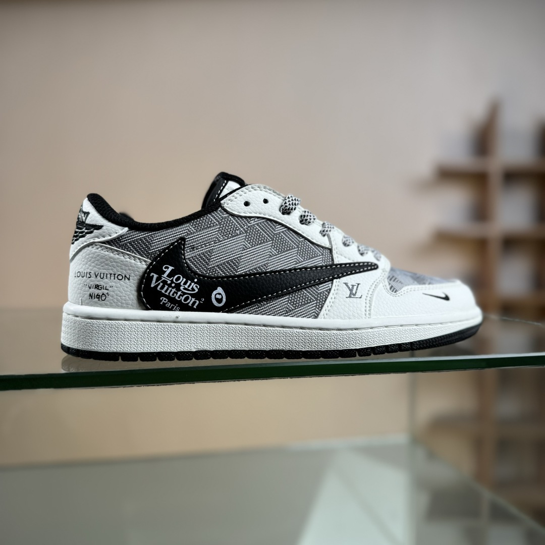 Travis Scott x Fragment Design x Air Jordan 1 Low SP AJ1 乔1联名 白灰格子 低帮文化休闲板鞋 DZ2688-013 Travis Scott x Fragment Design x Air Jordan 1 Low SP AJ1 乔1联名 白灰格子 低帮文化休闲板鞋 DZ2688-013