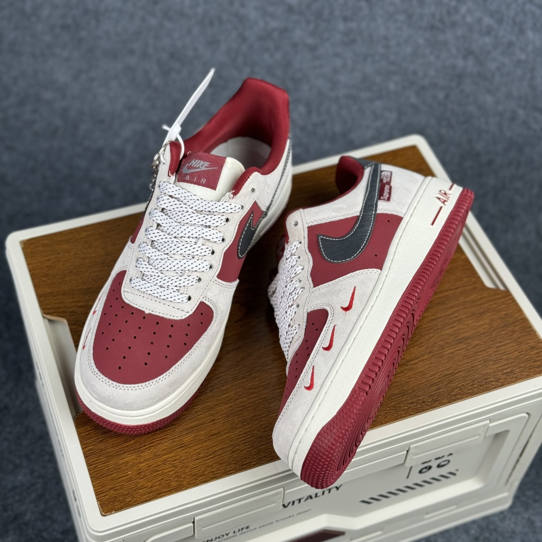Nike Air Force 1'07 Low 三方联名 酒红灰 空军一号低帮休闲板鞋 SY1388-014 Nike Air Force 1'07 Low 三方联名 酒红灰 空军一号低帮休闲板鞋 SY1388-014