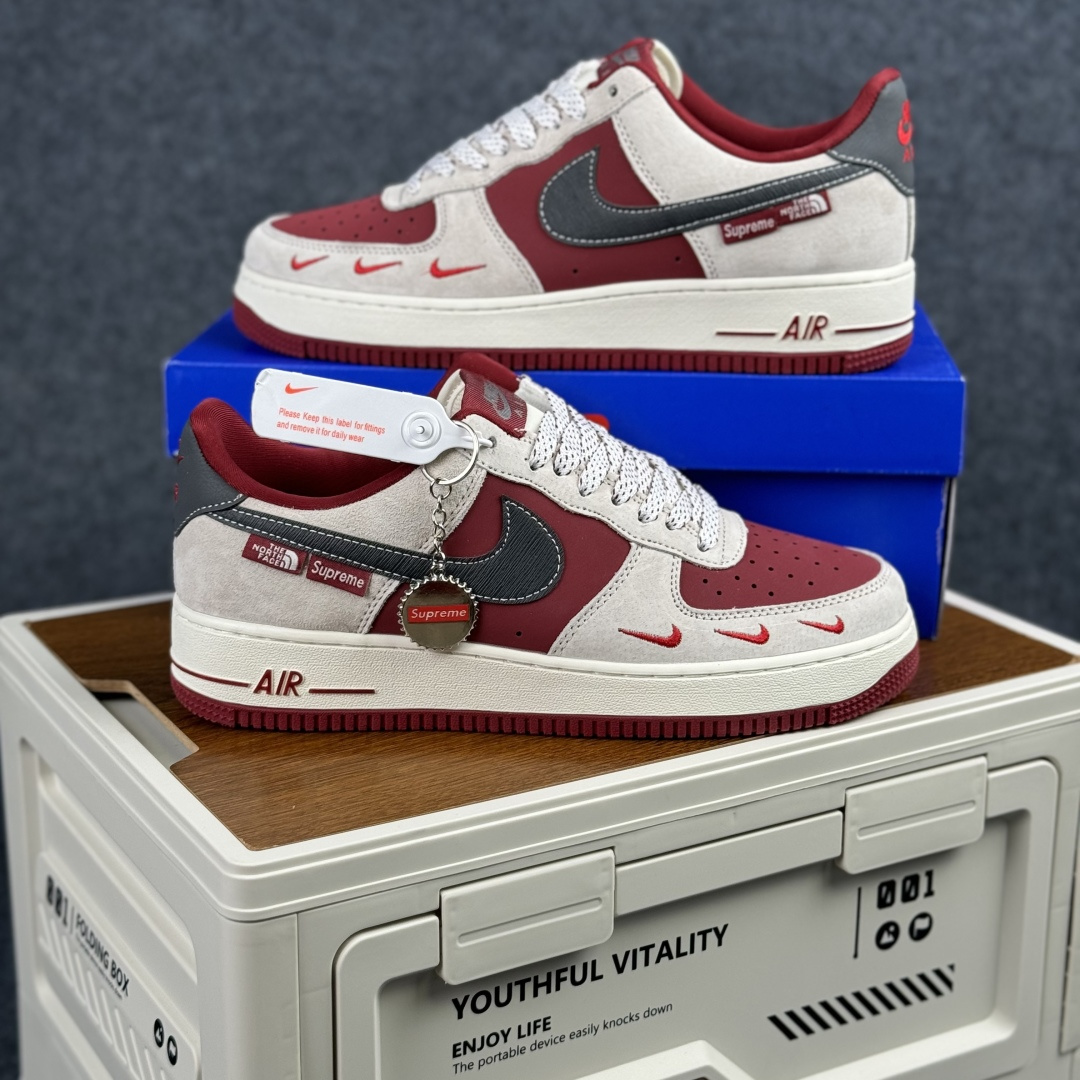 Nike Air Force 1'07 Low 三方联名 酒红灰 空军一号低帮休闲板鞋 SY1388-014 Nike Air Force 1'07 Low 三方联名 酒红灰 空军一号低帮休闲板鞋 SY1388-014
