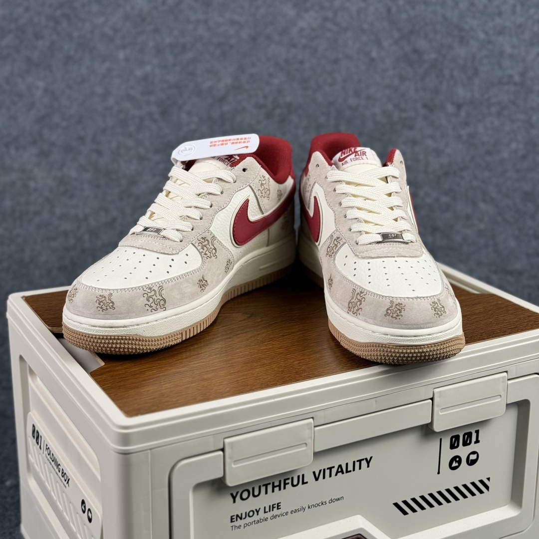260 Nike Air Force 1 Low 07 马年限定 酒红小勾 空军一号 低帮休闲鞋 DF61-9003