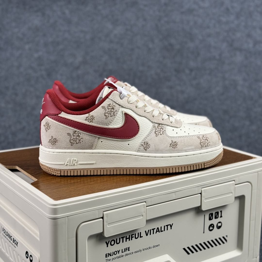 260 Nike Air Force 1 Low 07 马年限定 酒红小勾 空军一号 低帮休闲鞋 DF61-9003