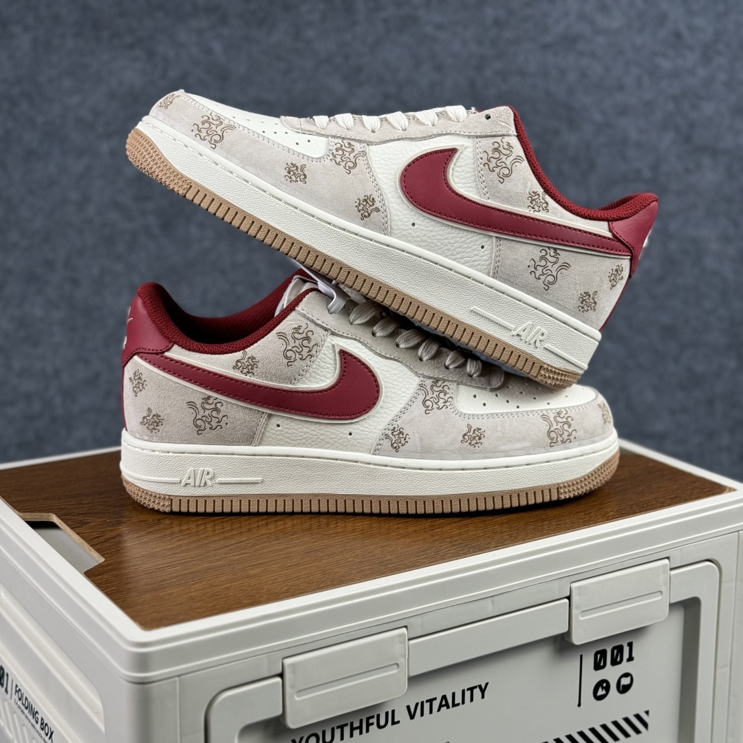 260 Nike Air Force 1 Low 07 马年限定 酒红小勾 空军一号 低帮休闲鞋 DF61-9003