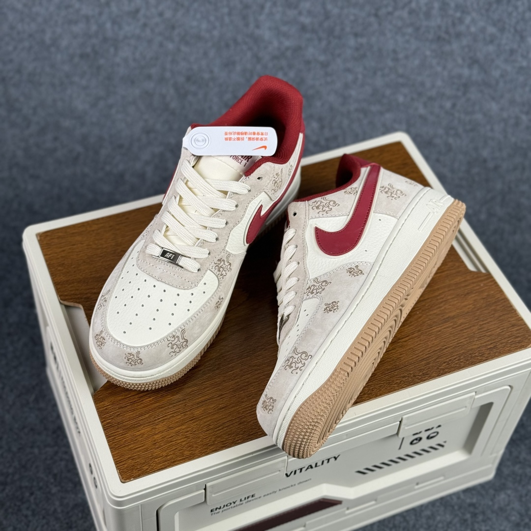 260 Nike Air Force 1 Low 07 马年限定 酒红小勾 空军一号 低帮休闲鞋 DF61-9003