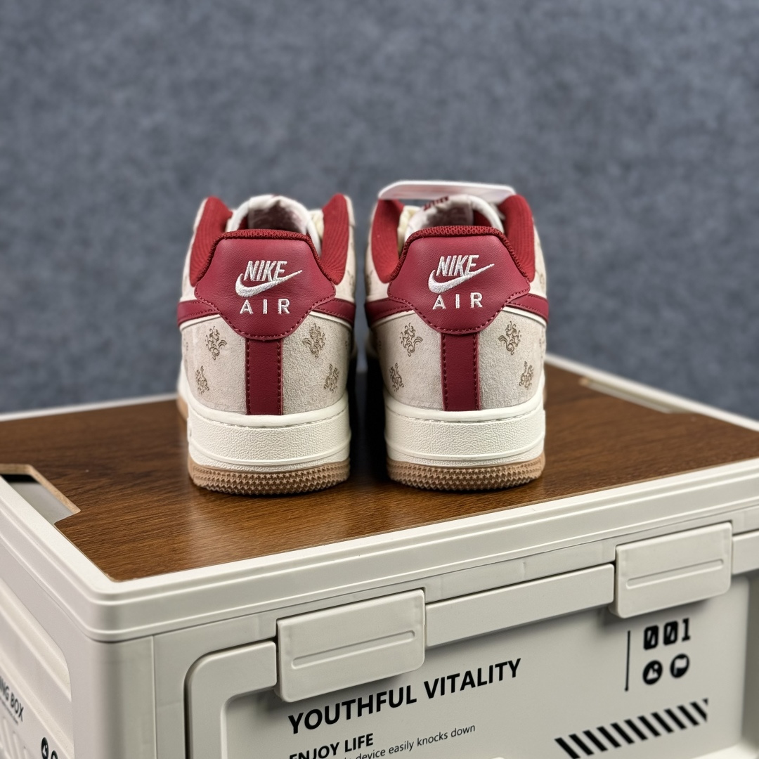 260 Nike Air Force 1 Low 07 马年限定 酒红小勾 空军一号 低帮休闲鞋 DF61-9003