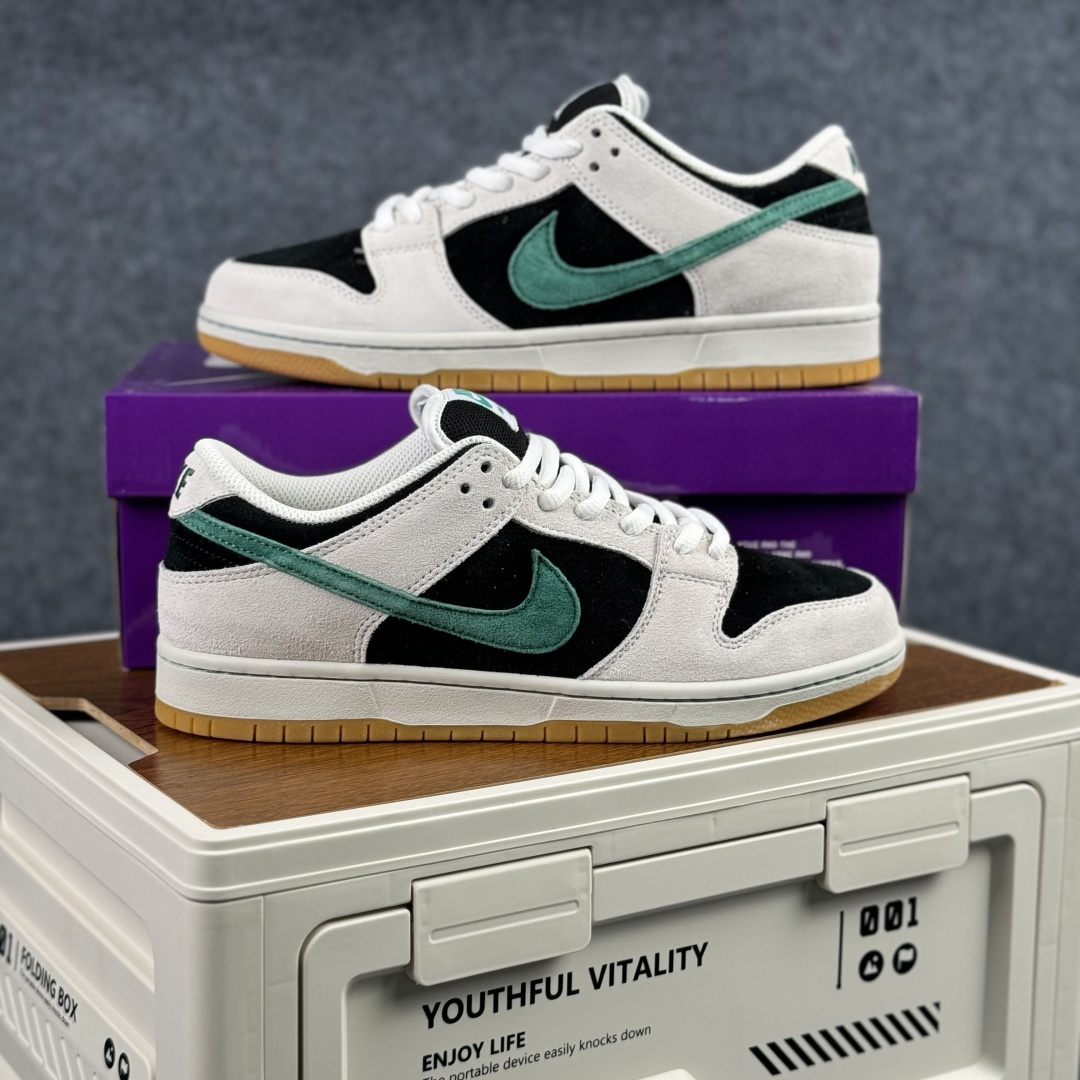 260 Nike SB Dunk Low 麂皮灰绿生胶 SB低帮休闲板鞋 HF3704-001