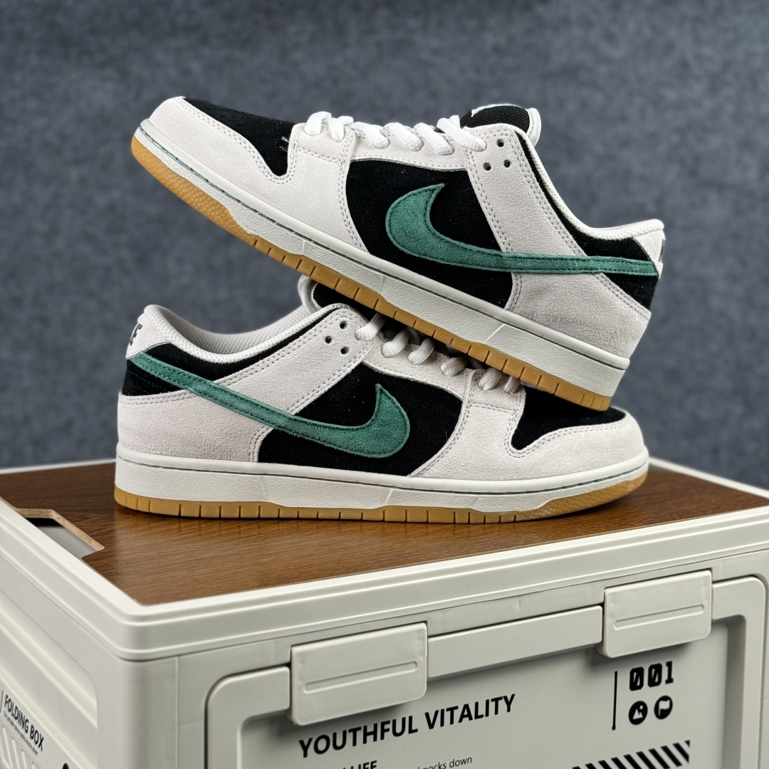260 Nike SB Dunk Low 麂皮灰绿生胶 SB低帮休闲板鞋 HF3704-001
