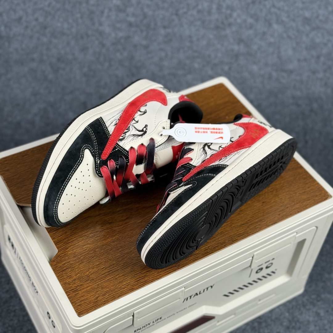 280 马年限定 Nike Air Jordan 1 x Travis Scott AJ1倒勾 乔一倒钩 ‘DIY’定制 耐克 低帮文化篮球鞋 FC1688-253