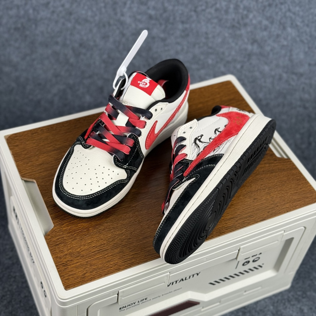 280 马年限定 Nike Air Jordan 1 x Travis Scott AJ1倒勾 乔一倒钩 ‘DIY’定制 耐克 低帮文化篮球鞋 FC1688-253