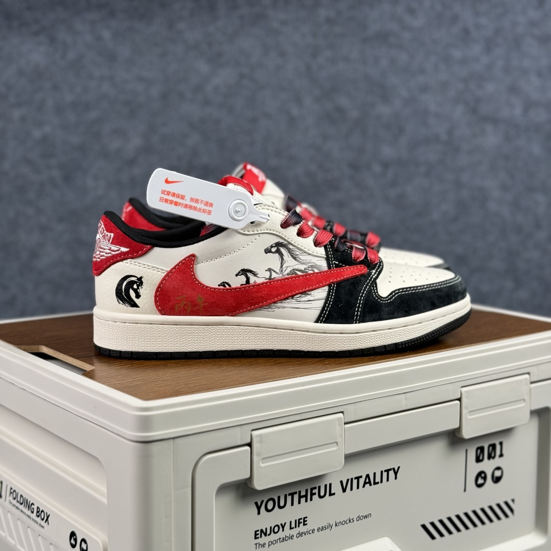 280 马年限定 Nike Air Jordan 1 x Travis Scott AJ1倒勾 乔一倒钩 ‘DIY’定制 耐克 低帮文化篮球鞋 FC1688-253