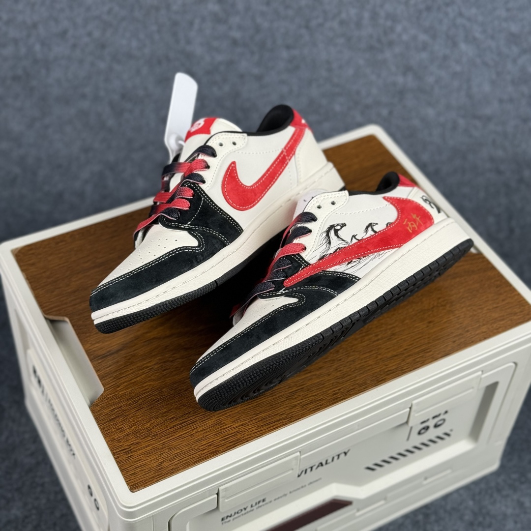 280 马年限定 Nike Air Jordan 1 x Travis Scott AJ1倒勾 乔一倒钩 ‘DIY’定制 耐克 低帮文化篮球鞋 FC1688-253