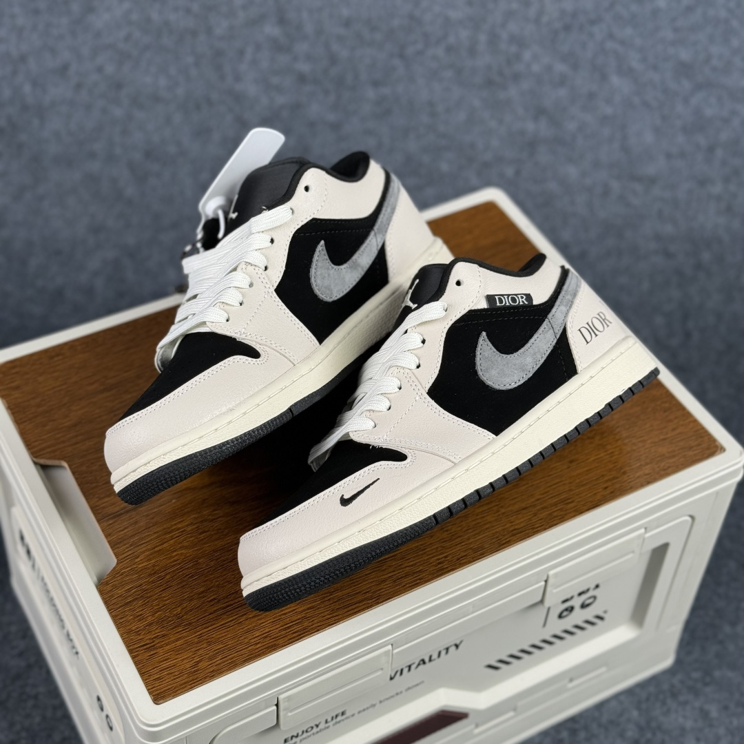 280 Air Jordan 1 Low AJ1 乔1迪奥联名 黑灰 高端定制 低帮复古篮球鞋 LD8888-012