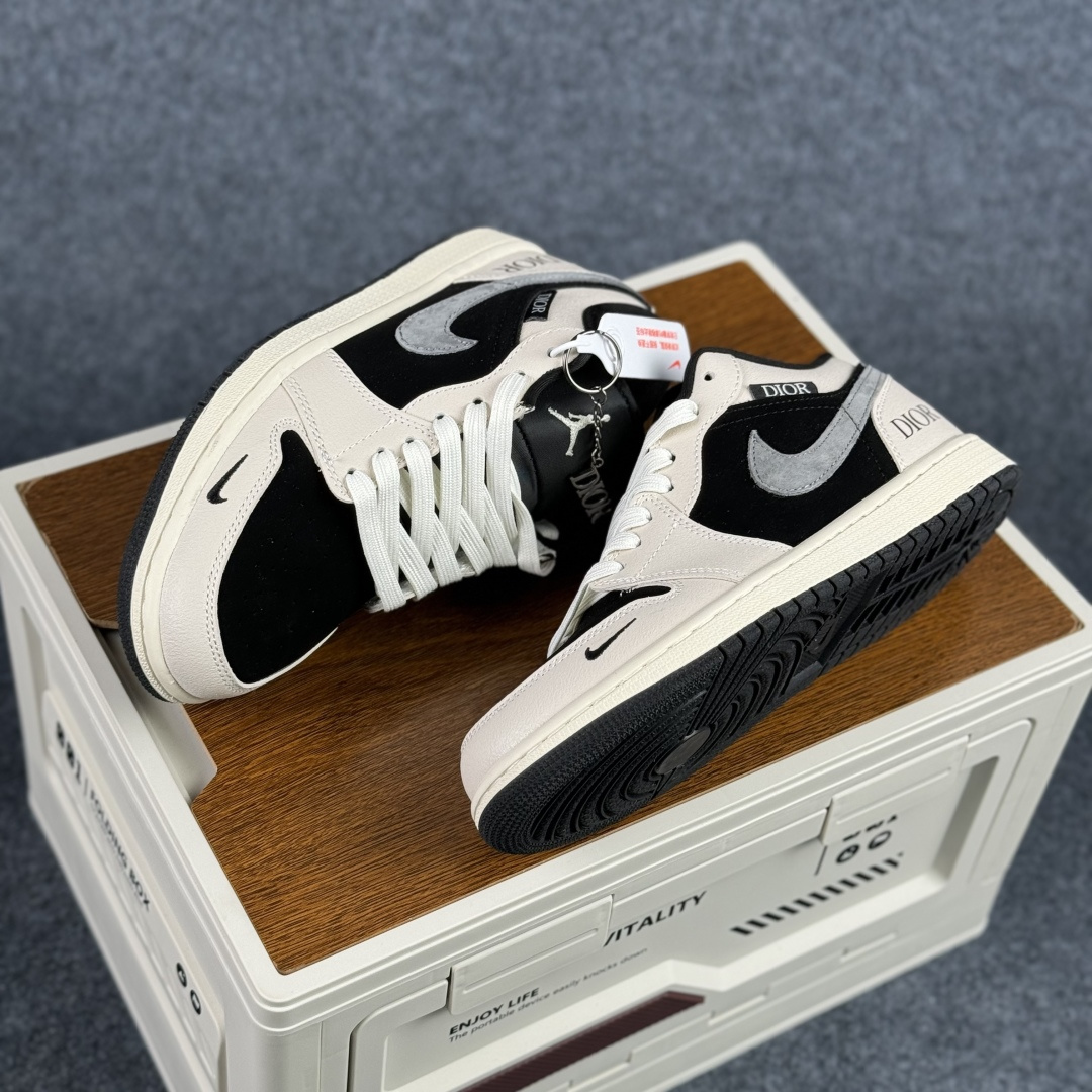 280 Air Jordan 1 Low AJ1 乔1迪奥联名 黑灰 高端定制 低帮复古篮球鞋 LD8888-012