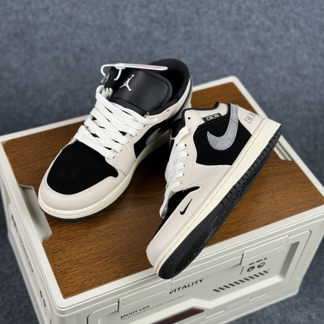 280 Air Jordan 1 Low AJ1 乔1迪奥联名 黑灰 高端定制 低帮复古篮球鞋 LD8888-012