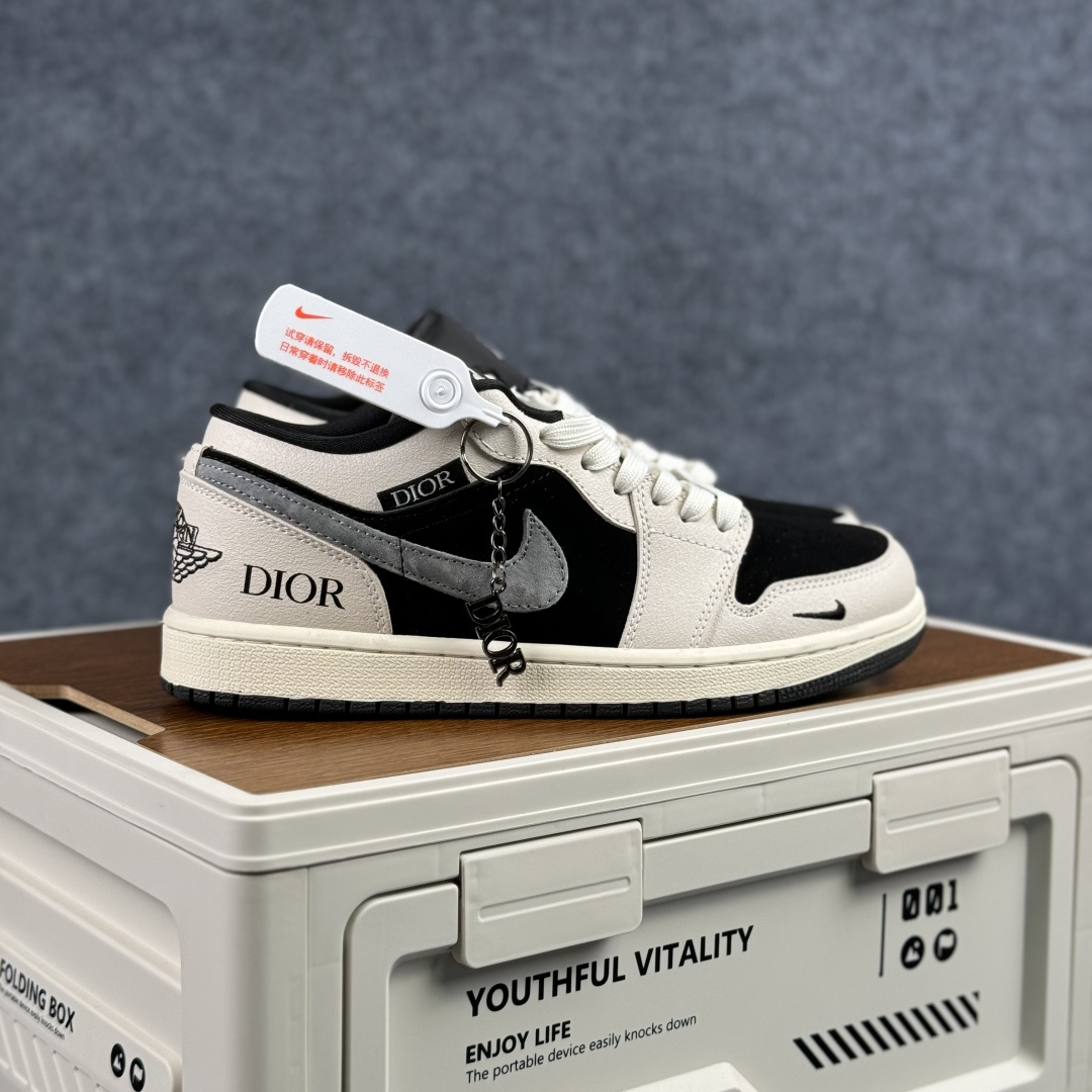 280 Air Jordan 1 Low AJ1 乔1迪奥联名 黑灰 高端定制 低帮复古篮球鞋 LD8888-012