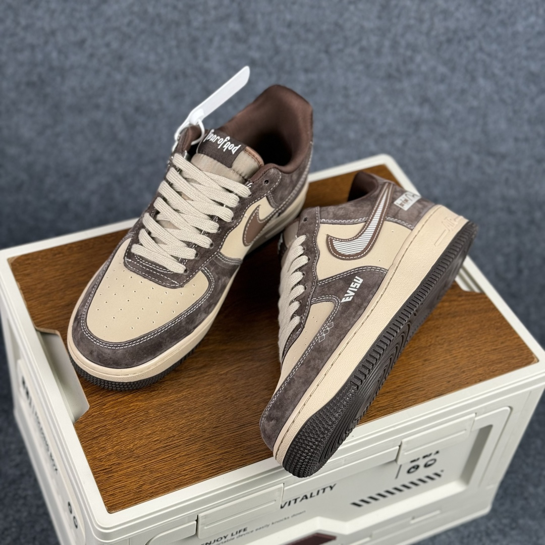 260 Nike Air Force 1'07 Low 咖棕拼浅卡其 空军一号低帮休闲板鞋 KL1688-001