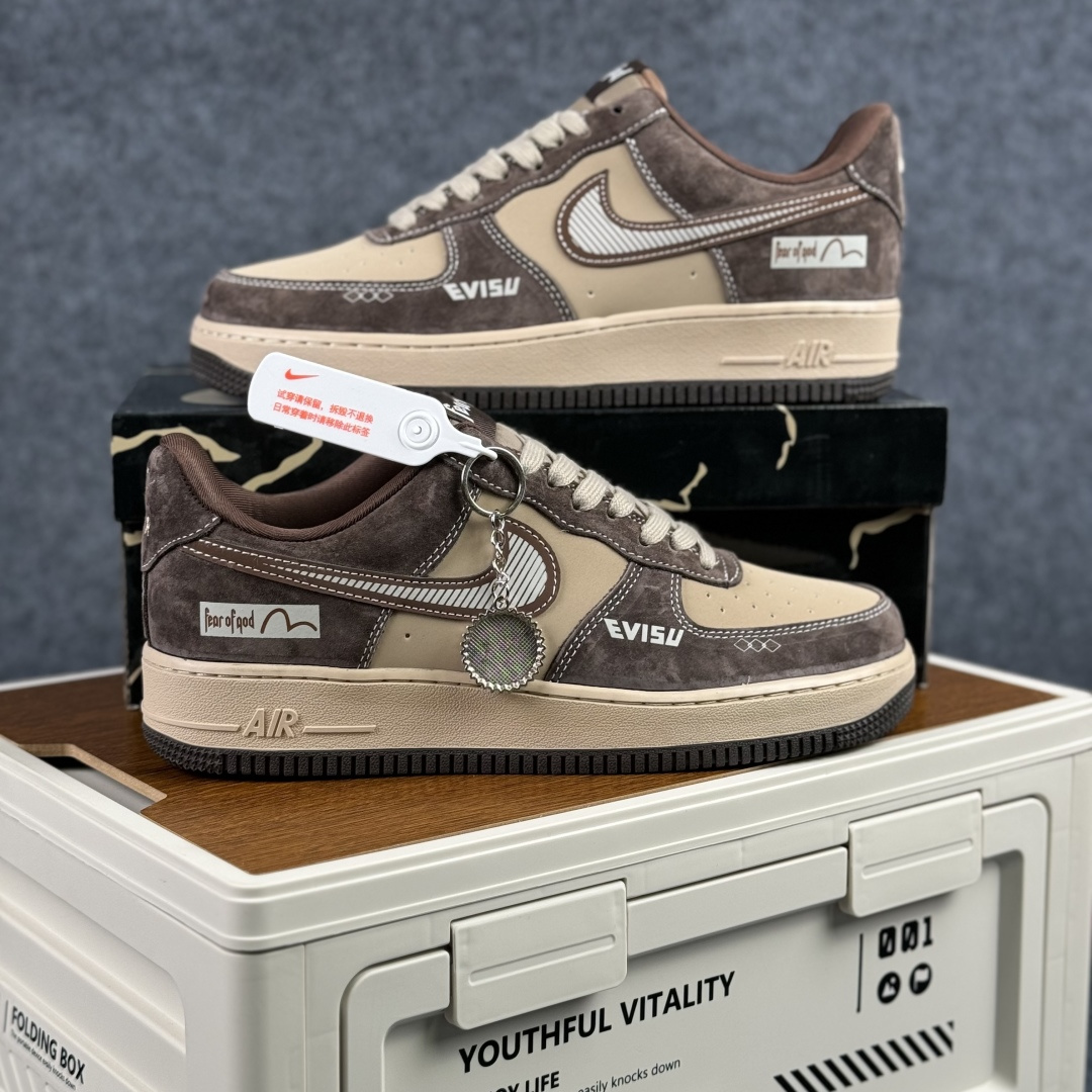 260 Nike Air Force 1'07 Low 咖棕拼浅卡其 空军一号低帮休闲板鞋 KL1688-001