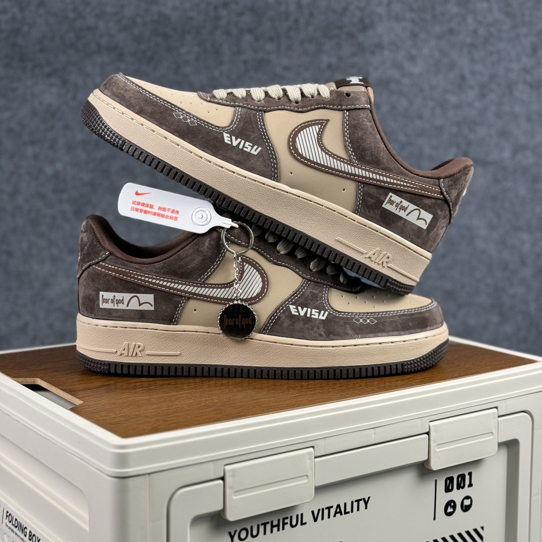 260 Nike Air Force 1'07 Low 咖棕拼浅卡其 空军一号低帮休闲板鞋 KL1688-001