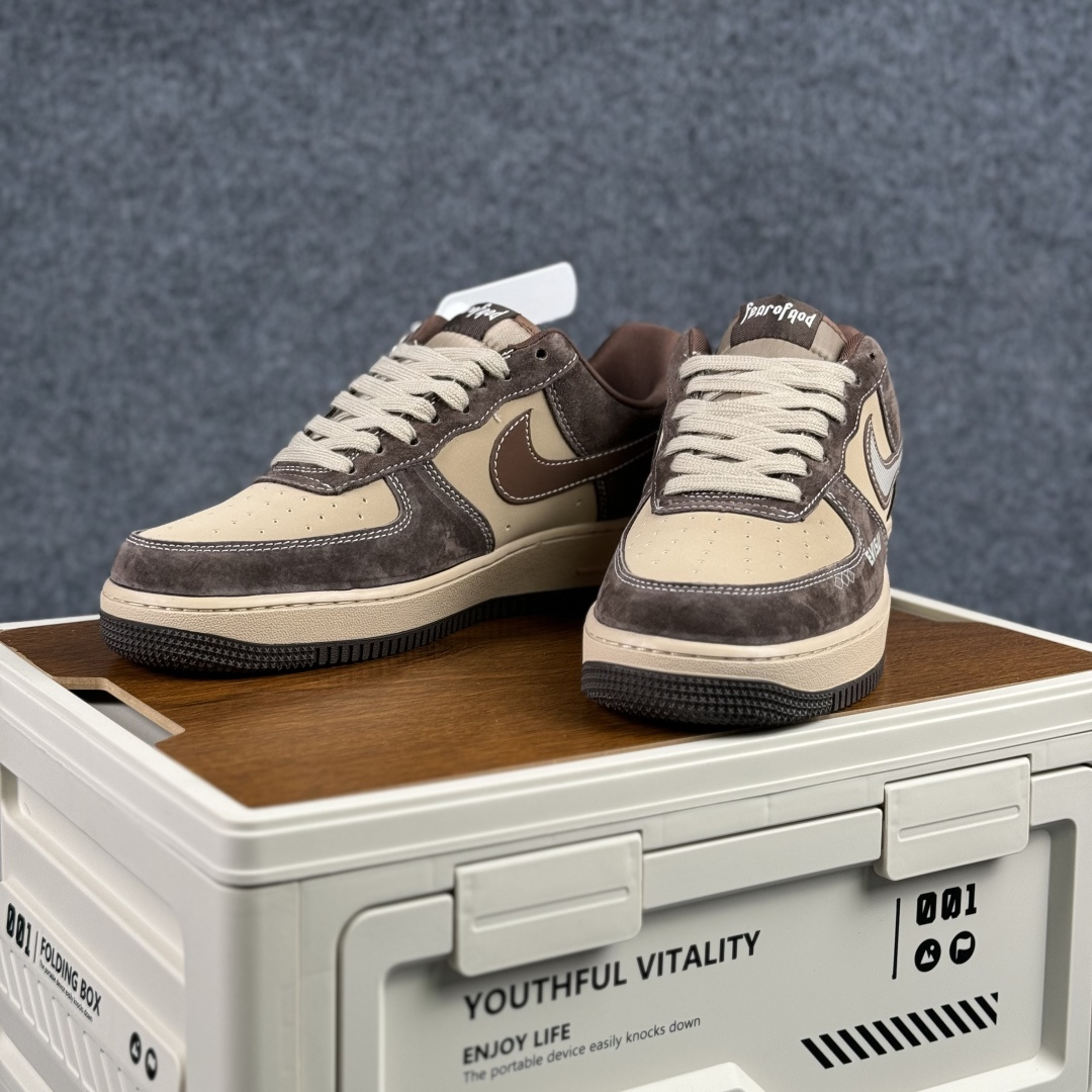 260 Nike Air Force 1'07 Low 咖棕拼浅卡其 空军一号低帮休闲板鞋 KL1688-001