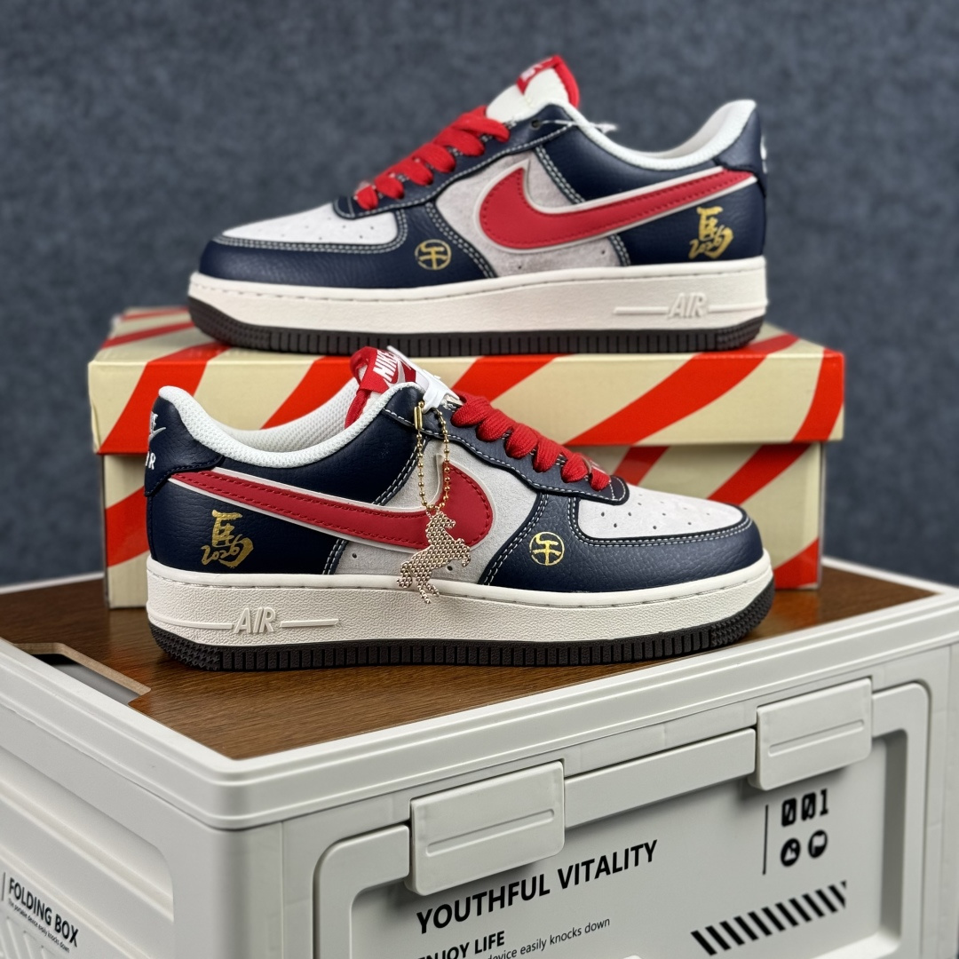 260 Nike Air Force 1'07 Low 马年限定 藏蓝撞红白 空军一号低帮休闲板鞋 HT5088-617