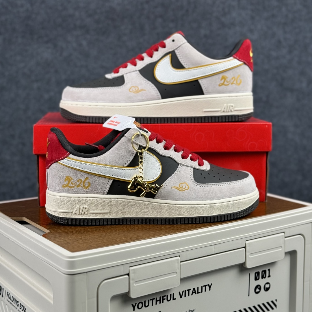 260 Nike Air Force 1'07 Low 马年限定联名 白灰中国风 空军一号低帮休闲板鞋 KD1688-006