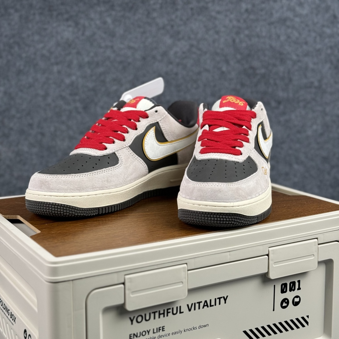 260 Nike Air Force 1'07 Low 马年限定联名 白灰中国风 空军一号低帮休闲板鞋 KD1688-006