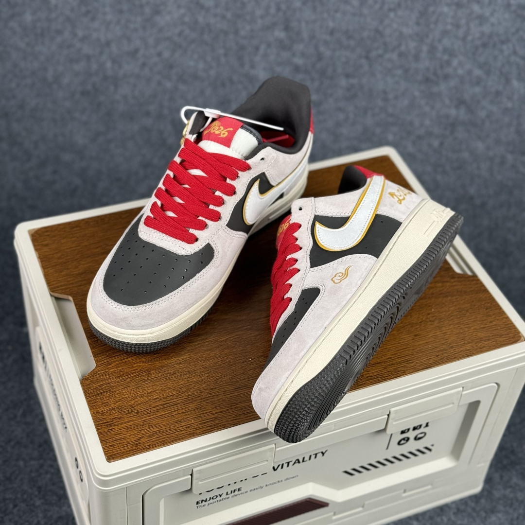 260 Nike Air Force 1'07 Low 马年限定联名 白灰中国风 空军一号低帮休闲板鞋 KD1688-006