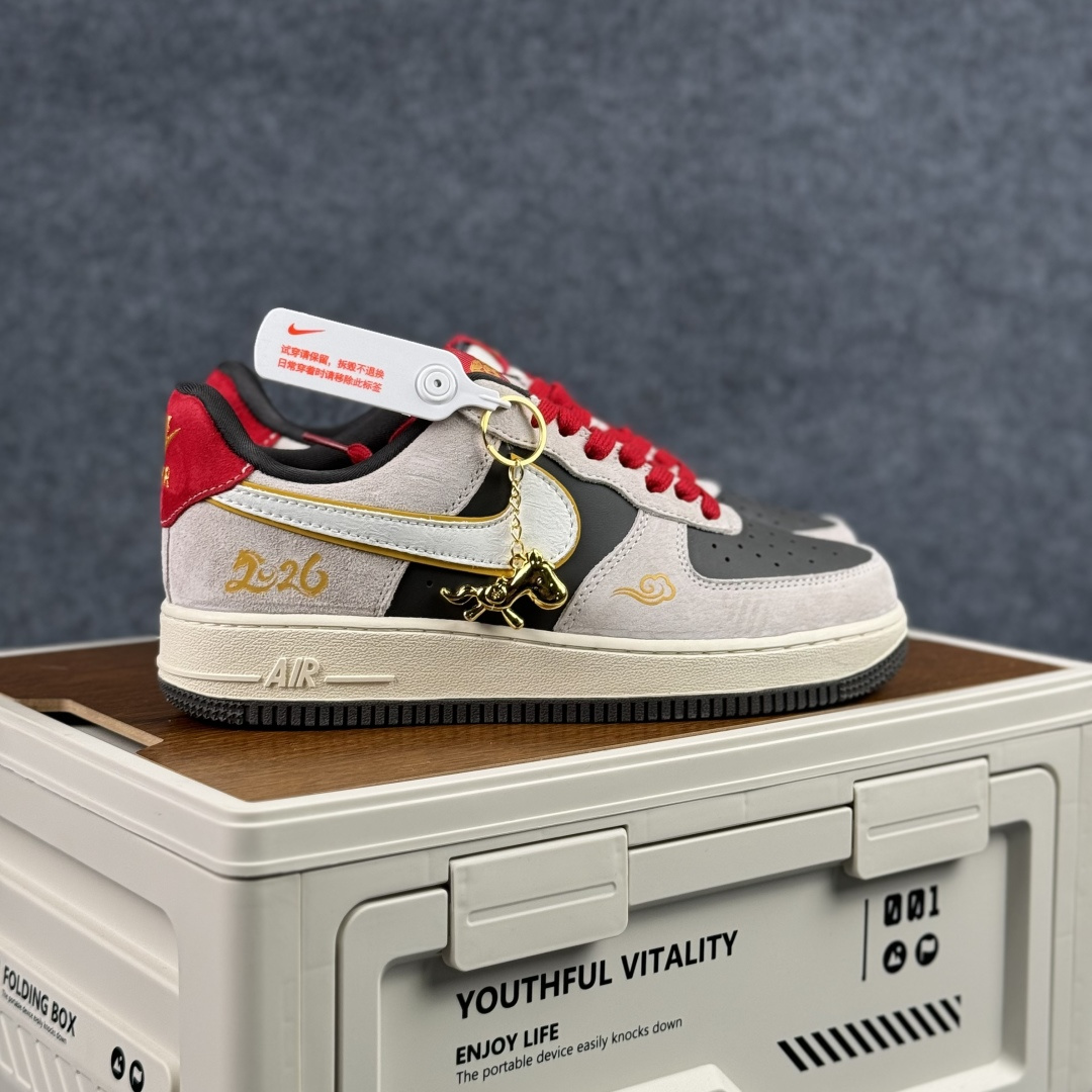 260 Nike Air Force 1'07 Low 马年限定联名 白灰中国风 空军一号低帮休闲板鞋 KD1688-006