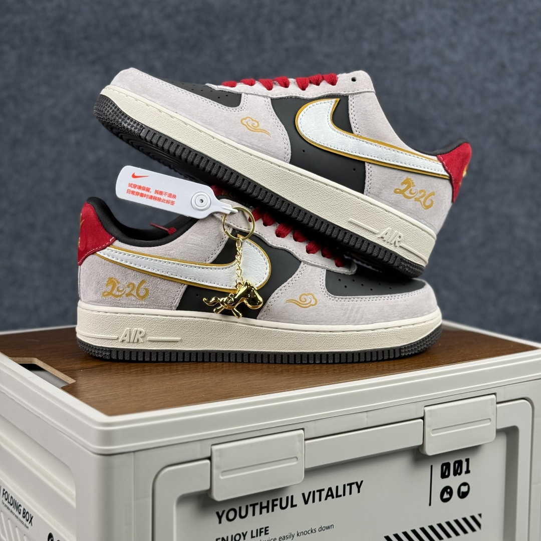 260 Nike Air Force 1'07 Low 马年限定联名 白灰中国风 空军一号低帮休闲板鞋 KD1688-006