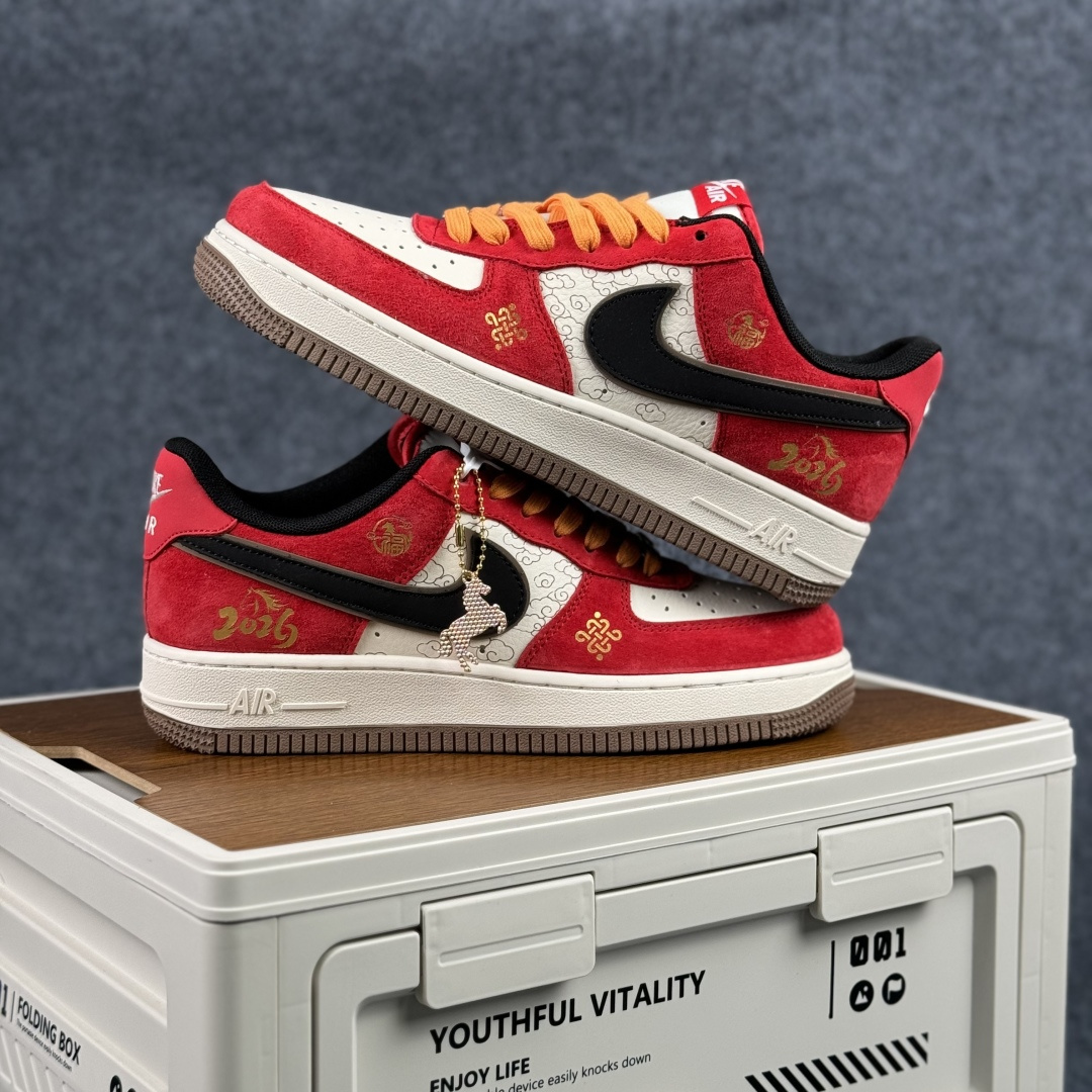 260 Nike Air Force 1'07 Low 马年新年 白红金泼墨 空军一号低帮休闲板鞋 JP2026-157