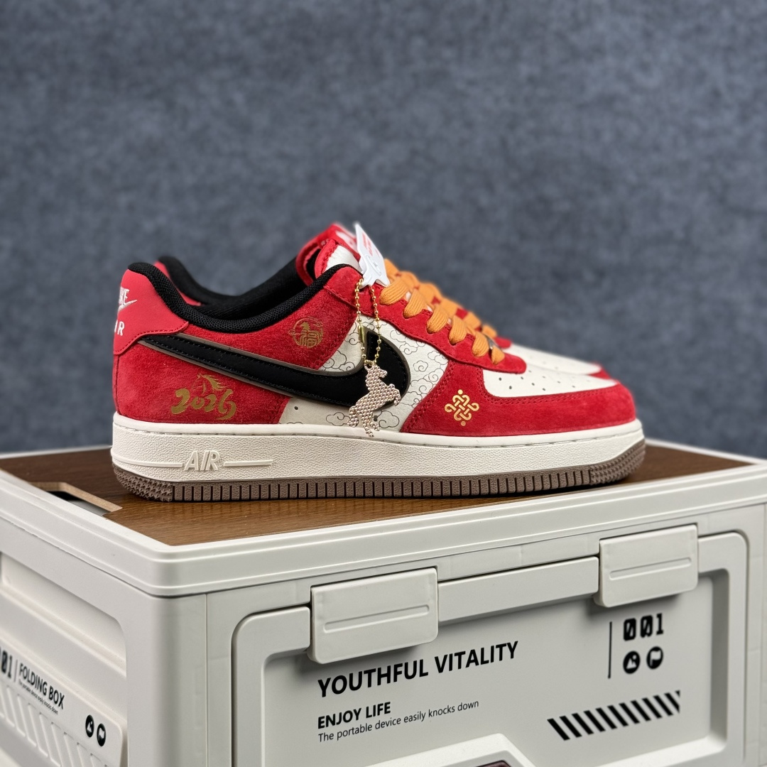 260 Nike Air Force 1'07 Low 马年新年 白红金泼墨 空军一号低帮休闲板鞋 JP2026-157