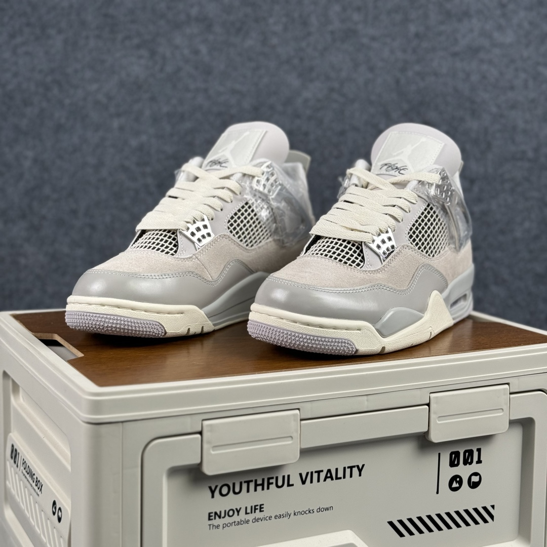 300 W版 Air Jordan AJ4 ”Metallic Gold” 银扣灰色 乔丹AJ4代中帮复古休闲篮球鞋 AQ9129-001