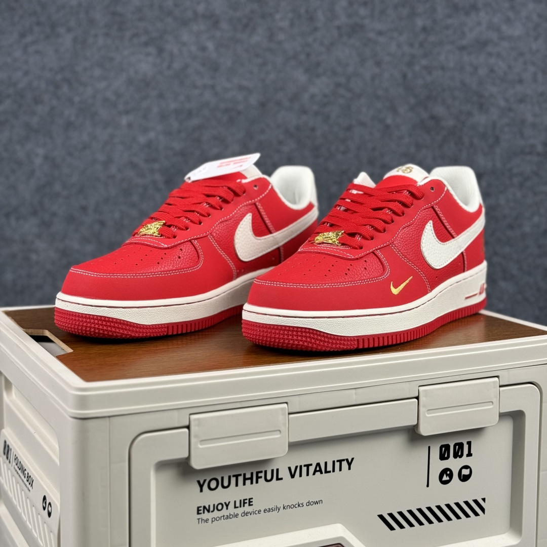 260 Nike Air Force 1'07 Low 马年限定 丹红凝金 空军一号低帮休闲板鞋 NH0601-523