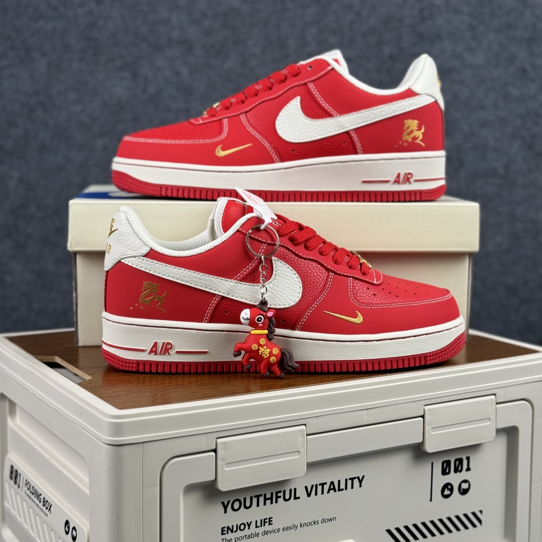 260 Nike Air Force 1'07 Low 马年限定 丹红凝金 空军一号低帮休闲板鞋 NH0601-523