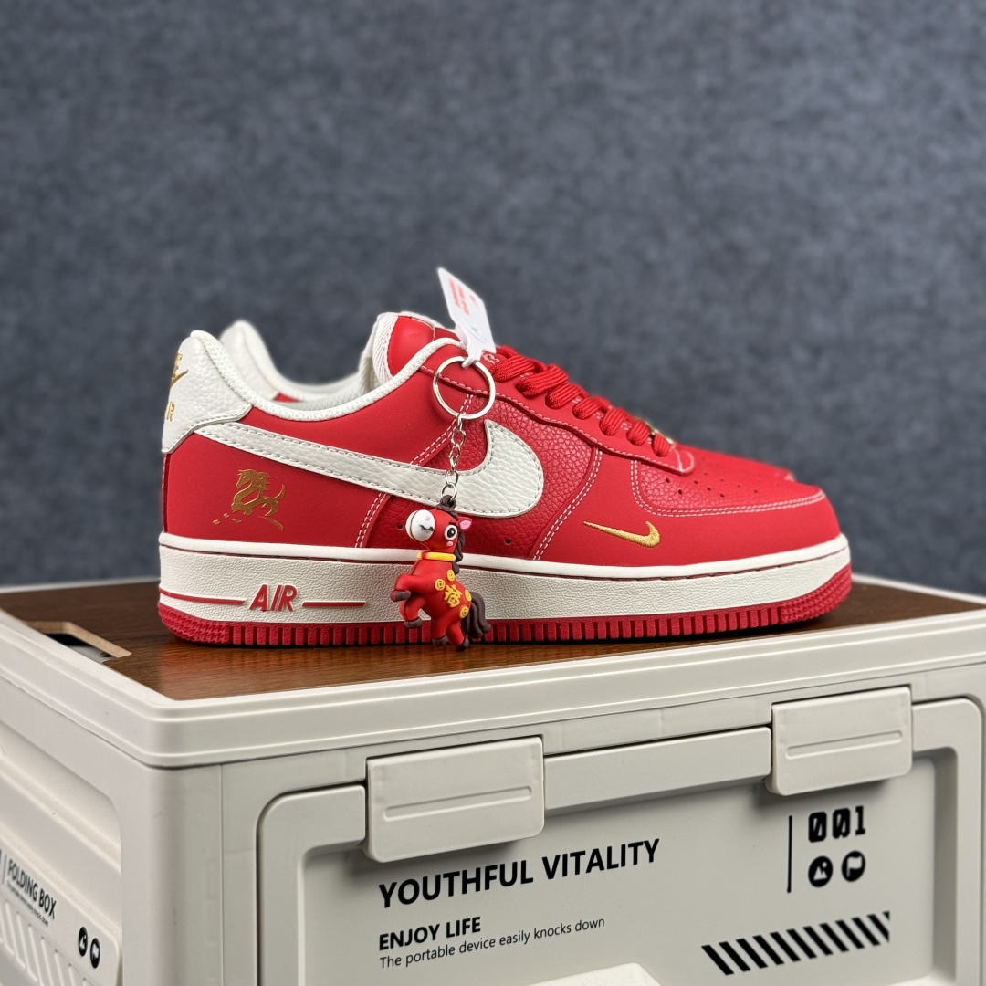 260 Nike Air Force 1'07 Low 马年限定 丹红凝金 空军一号低帮休闲板鞋 NH0601-523