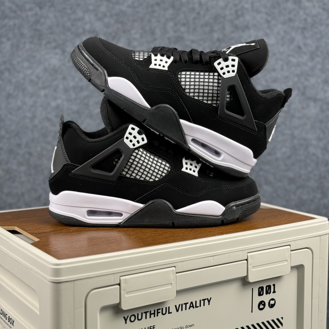 300 W版 Air Jordan AJ4 ”Metallic Gold” 黑白雷公 乔丹AJ4代中帮复古休闲篮球鞋 FQ8138-001