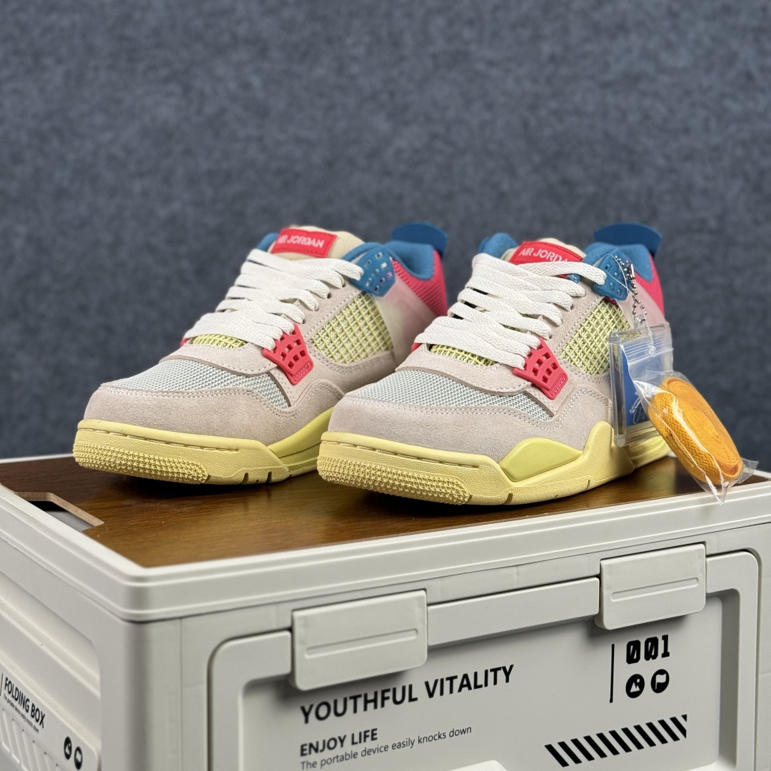 W版 Air Jordan AJ4 ”Metallic Gold” Un联名粉红蓝 乔丹AJ4代中帮复古休闲篮球鞋 DC9533-800