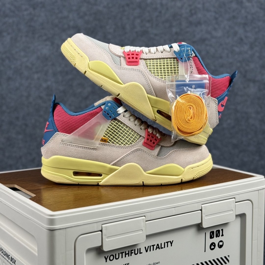 W版 Air Jordan AJ4 ”Metallic Gold” Un联名粉红蓝 乔丹AJ4代中帮复古休闲篮球鞋 DC9533-800