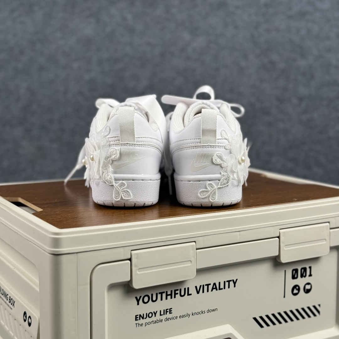 260 [定制球鞋]NikeCourtBorough“步步生花”皮革结构手绘潮流板鞋 BQ5448-219