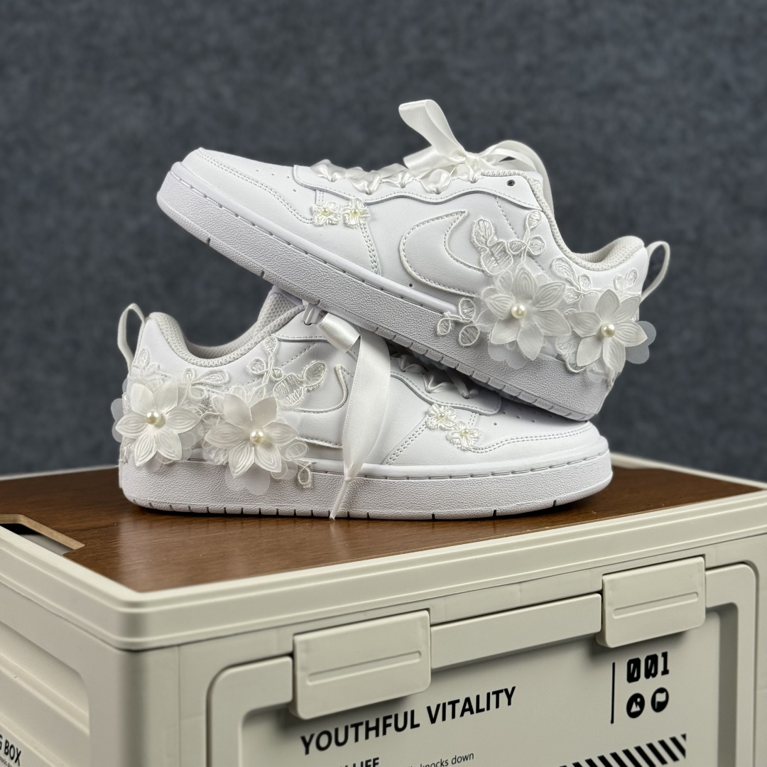 260 [定制球鞋]NikeCourtBorough“步步生花”皮革结构手绘潮流板鞋 BQ5448-219