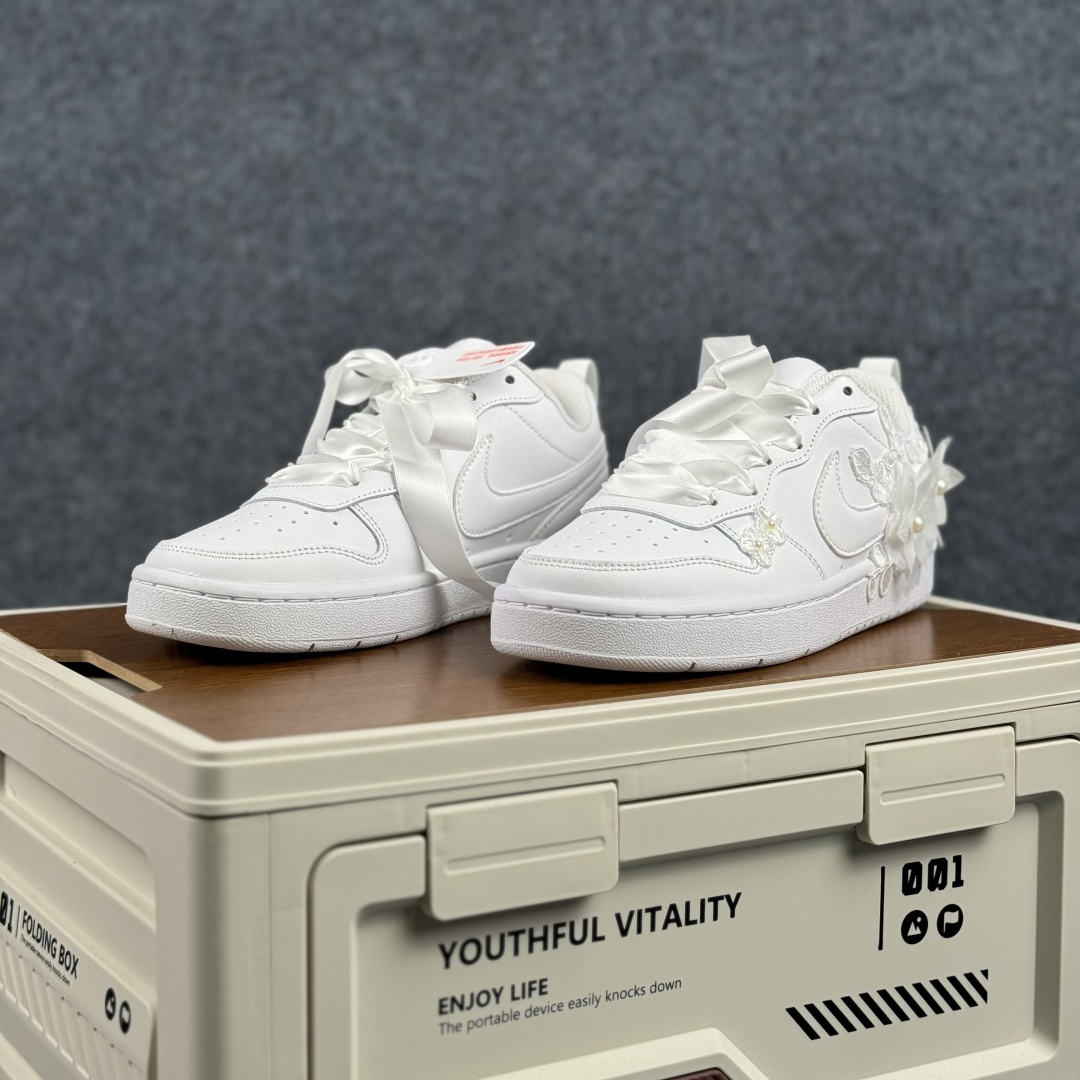 260 [定制球鞋]NikeCourtBorough“步步生花”皮革结构手绘潮流板鞋 BQ5448-219