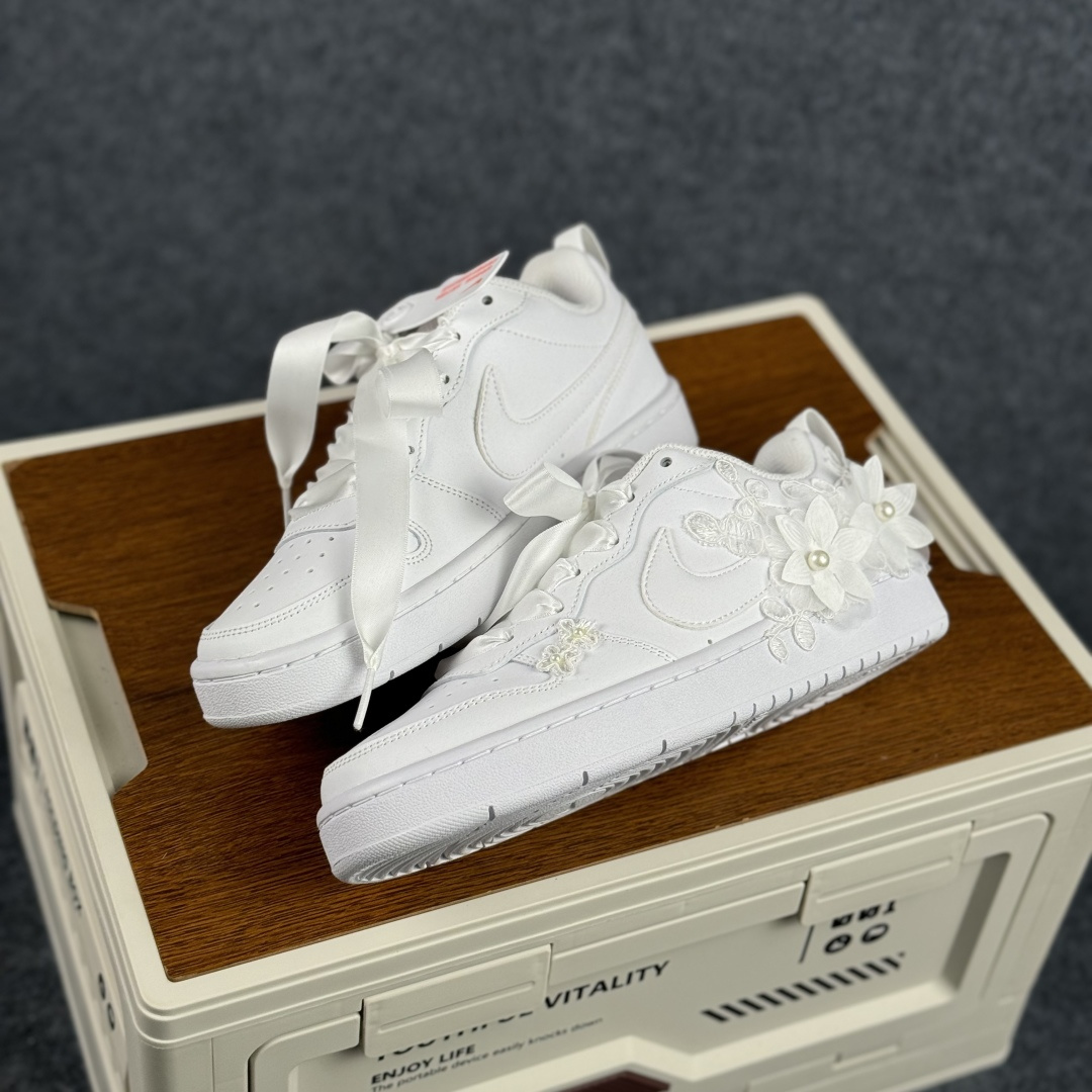 260 [定制球鞋]NikeCourtBorough“步步生花”皮革结构手绘潮流板鞋 BQ5448-219