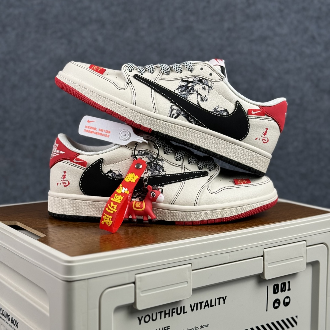 280 Air Jordan 1 Low AJ1 乔1 马年限定 高端定制 倒钩低帮复古篮球鞋 CX5050-Y70