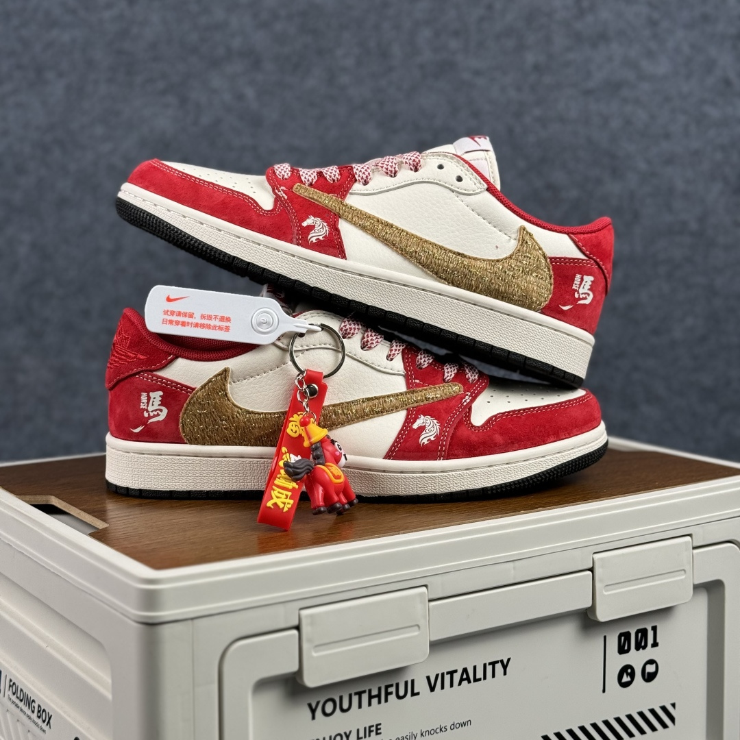 Air Jordan 1 Low AJ1 乔1 马年限定 高端定制 倒钩低帮复古篮球鞋 SD6868-122