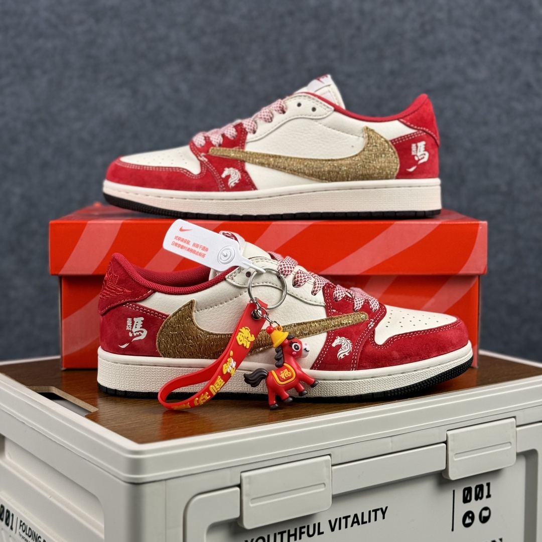Air Jordan 1 Low AJ1 乔1 马年限定 高端定制 倒钩低帮复古篮球鞋 SD6868-122