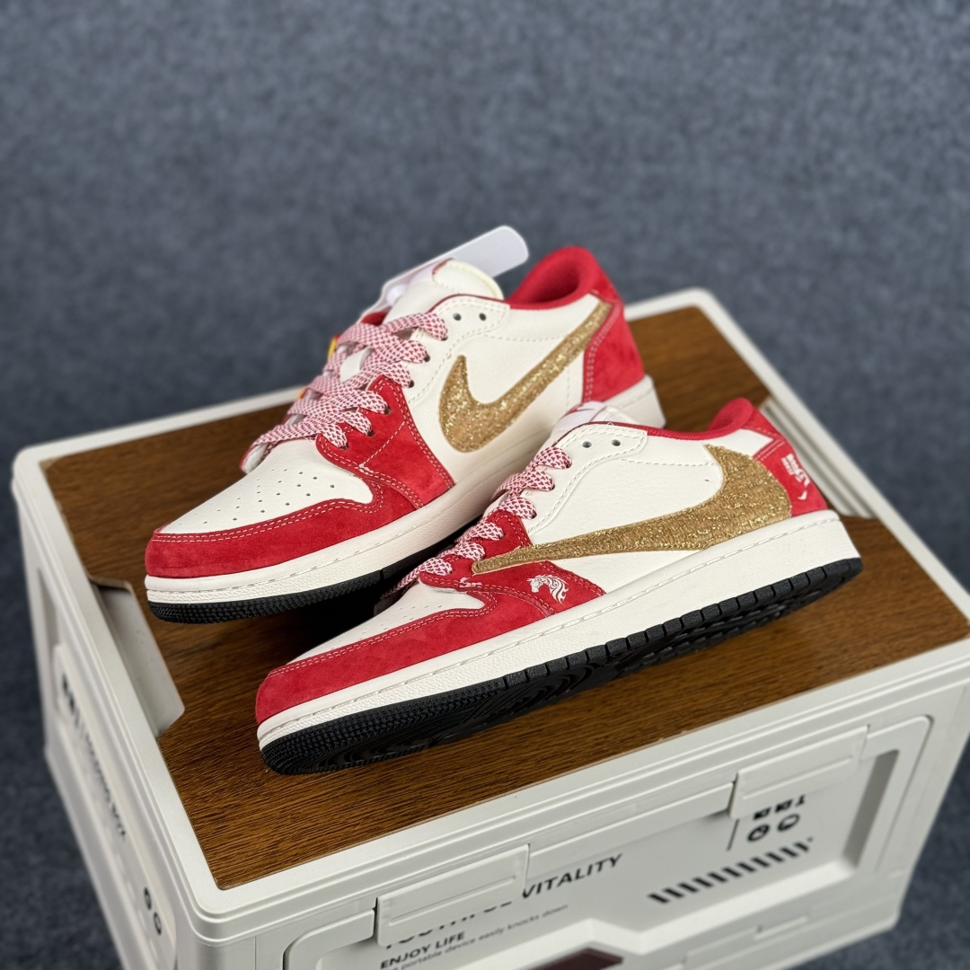 Air Jordan 1 Low AJ1 乔1 马年限定 高端定制 倒钩低帮复古篮球鞋 SD6868-122